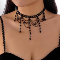 Vintage Halloween Necklace Red Black Crystal Blood Drop Chain Fringe Multi-Layer Gothic Choker Jewelry For Women Men Party Gifts