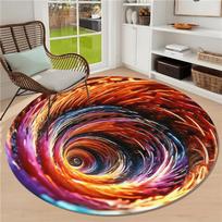 Colorful Swirl Pattern Round Rug Flannel Soft Floor Mat for Living Room Bedroom Area Carpet Non Slip Durable Easy Clean Abstract 60cm x 60cm