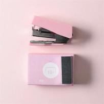 Cute Mini Stapler Morandi Color Metal Stapler Set with 500pcs 10# Staples Binding Tools Cute Stationery School Office Supplies rožinė