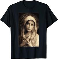 Mergelės Marijos Marijos katalikiškos tapybos puiki idėja unisex marškinėliai S