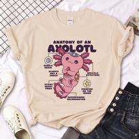 Ajolote Axolotl Marškinėliai Moteriški Viršutiniai Drabužiai Japonų Komiksų Grafiniai Marškinėliai Mergaitės Anime Japoniški Juokingi Drabužiai S