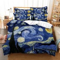 Oil Painting Van Gogh Star Sky Bedding Set Queen King Size Bedroom Decor Quilt Cover Pillowcase Bed Linen Home Textile EU Single 135x200cm