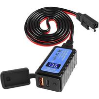 QC3.0 PD Motociklo USB Įkroviklis Atsparus Vandeniui 12V Maitinimo Adapteris Su Jungikliu LED Voltmeterio Lizdas Moto Telefono Įkroviklis, Karštas Išpardavimas juoda/mėlyna