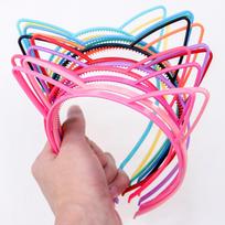 12 vnt. Mergaičių kačių ausų lankeliai Saldainių spalvos kačių ausų lankelis Plastikiniai dantukai plaukų lankeliai Šeimos dekoracija vakarėlio plaukų aksesuarai