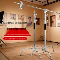 Portable Stainless Steel Retractable Light Stand with C-type Magic Leg and 3.3m Oblique Arm for Photography 2.8m Stainless Steel Stand