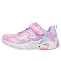 Skechers S-Lights Unicorn Dreams - Heart Sparkles Comfortable Fashionable Simple Versatile Kids Running Shoes Kids sneaker Pink 303063L-PKMT 27.5