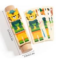 3D Wooden Changing Clothes Rotating Puzzle Building Blocks Kids' Early Education Toy Animal Dress-up Shape Cognition Toys Gifts 1pc geltona