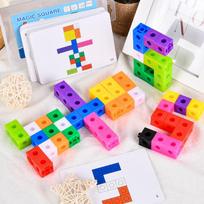 Magic Cube Puzzle Building Blocks Kindergarten Educational Color Recognition DIY Building Blocks Toys Gifts with Changing Colors