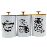 3Pcs Coffee Tea Sugar Containers Kitchen Canisters Set Iron Jars Organizer Decor Rustic Decorative Farmhouse Containers balta