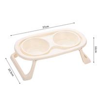 2-in-1 Pet Bowl With Stand Dog Food Container Durable Dog Food Bowl White-PP bowl
