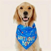 1PC Dog Birthday Party Supplies Triangle Bibs Happy Birthday Scarf Accessories for Canine Celebrations mėlyna