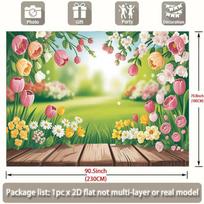 Baby Shower Photography Background with Colorful Tulips and Garden 47.2x31.5inch/120*80cm