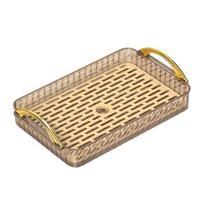 Double Layer Cup Drying Rack Rustproof Household Tea Tray Detachable Large Capacity Serving Tray for Kitchen Living Room geltona