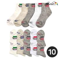 Arnold Palmer Girls' Socks Ringle Basic Ankle Women's School Uniform Socks 10-Pair Set (5+5) Two Ringle 10-Pair Set