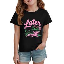 Kids Casual Loose Fit Short Sleeve Crew Neck T-Shirt Boys Girls Printed Cotton Top Comfortable Summer Wear 100 juoda