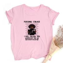 Personal Stalker Dachshund Print Women S Summer T Shirt Short Sleeve Graphic Tees Women Dog Lover L