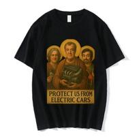 Jeremy Clarkson Protect Us From Electric Cars Funny Meme Graphic T Shirt unisex's unisex Casual Cotton Oversized T-shirts Streetwear S įvairiaspalvis