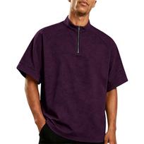 Men's Golf Polo Shirt Lightweight Windproof Short Sleeve Water Resistant Training Top with Half Zip Collar for Outdoor Sports XXL