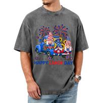 Men's Washed Vintage Cotton Crew Neck Short Sleeve T Shirt Labor Day Print Casual Fit Soft Fabric Comfortable Wear XXXL