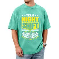 Men's Labor Day Printed Washed Vintage Cotton Crew Neck Short Sleeve T Shirt Casual Fit Graphic Tee for Workwear M žalia