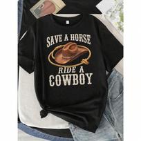 Cowboy Hat And Rope Pattern Round Neck Plus Size unisex T-Shirt Short Sleeve  Printing Elastic Half Sleeve T-Shirt S įvairiaspalvis