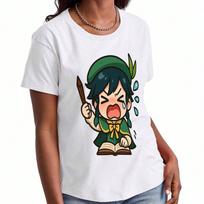 Vengeful Warrior Anime Girl unisex's Cotton T Shirt,Premium Cotton Quality Print,Durable,Casual And Fashionable,Unique Anime Graphic Tee,Perfect For A S įvairiaspalvis