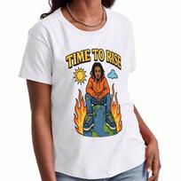 Time To Rise unisex's Cotton T Shirt, Premium Cotton Graphic Tee, Durable And Long Lasting, Casual And Fashionable, Earth And Fire Graphic Design,  St S įvairiaspalvis