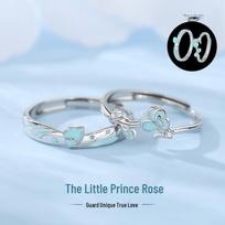 Tichia Original Little Prince & Rose Luminous Sterling Silver Couple Rings Women's Ring