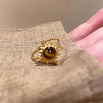 Vintage Brown Stone Rings for Women Girls Sun Gold Color Irregular Opening Adjustable Finger Ring Party Aesthetic Jewelry Gift resizable
