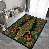 Vintage Crocodile Rug Flannel Soft Kids Carpet Floral Animal Print Bedroom Kitchen Floor Mat Anti Slip 40x60cm