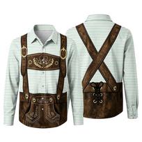 Men's Oktoberfest 3D Print Loose Fit Long Sleeve Shirt with Classic Collar Suitable for Spring and Autumn Casual Outdoor Festival Party Wear S oranžinė