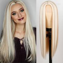 MISS WIG ilgų tiesių plaukų nėrinių priekinis perukas Ombre perukas auksinis sintetinis perukas, moteriškas natūralus unisex perukas 30 colių