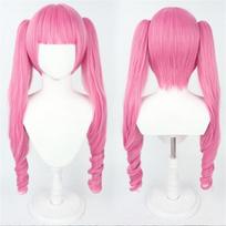 2 stiliai Perona Cosplay perukas Anime ilgas rožinis garbanotas su uodegomis Atsparus karščiui sintetiškas plaukas Cosplay kostiumo perukai + Peruko kepuraitė One Size pink