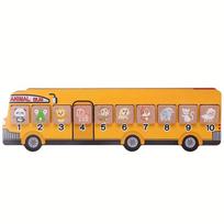 Wooden Animal Bus Puzzle Toy Kids Math Educational Animal Block Number Matching Game Montessori Toddlers Learning Teaching Aids