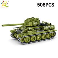 Antrojo pasaulinio karo karinis T-34 tankas statybinių kaladėlių rinkinys vaikams Armijos ginklo automobilio sunkvežimio kaladėlės Miesto statybos kaladėlės Dovana