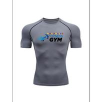 Men'S Grey  Minglanilla's Fitness Gym  Print Compression T-Shirt, Quick Dry Short Sleeve Gym Workout Tee, Muscle Fit Athletic Training Top For Men S