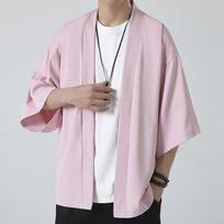 Black Samurai Clothing Japanese Style Cosplay Kimonos Shirt Traditional Haori for Women Men Harajuku Fashion Cardigan Yukata M rožinė