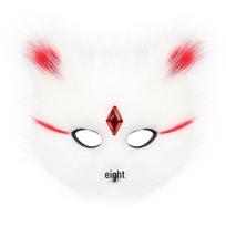 Jewel-Studded Plush Fox Half-Face Masquerade Mask – Halloween Cosplay raudona/balta