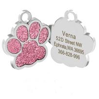 Personalized Dog Tags Engraved Cat Puppy Pet ID Name Collar Tag Pendant Pet Accessories Bone/Paw Glitter (as the picture,S)