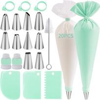 40Pcs/Set Piping Bags And Tips Set Cake DIY Decorating Kit With Stainless Steel Nozzle Reusable TPU Pastry Cake Decorating Tools žalia