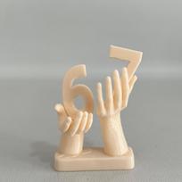 3D Printed Figurine Holding Digital Italian Brain Rot Math 67, Funny And Funny Meme Figurine Holding Digital 67 Sculpture