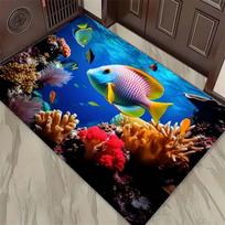 Cartoon Sea Turtle Doormat, Non-Slip Entrance Floor Mat with Cute Turtle & Clownfish Print, Indoor Rug for Kids & Ocean Lovers 40x60cm( 15x23in )