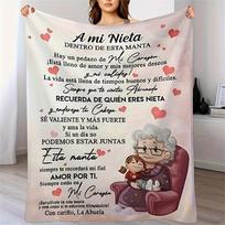 A Mi Nieta Spanish Grandma Blanket - Loving Abuela's Message with Granddaughter Illustration for Cozy Hugs & Warmth 80x120cm(31x47inch)