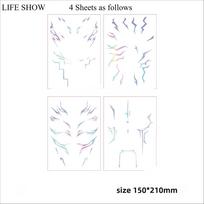 pop Demon Laser Tattoo Stickers Cyber Punk Decoration Anime Cosplay Party Lightning Makeup Face Decor Stickers