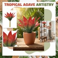 Artificial Tropical Agave Plant Realistic Simulation Decorative Succulent Faux Plant for Indoor Outdoor Display Home Office Tabletop Arrangement One Size