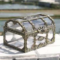 Antique Plastic Transparent Pirate Treasure Box Crystal Gem Jewelry Box Storage Organizer Chest Trinket Box Photographic Props