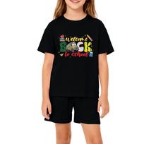 Kids Back to School Outfit Set Short Sleeve Loose Fit Casual T Shirt and Shorts Set for Boys and Girls Comfortable Summer Clothing 100 juoda