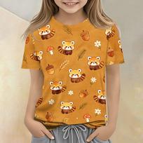 Kids Animal Print Short Sleeve T Shirt Casual Loose Fit Crew Neck Top Soft Comfortable Fabric Suitable for Everyday Wear 160