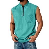 Men's Sleeveless Pullover Vest Half Zip Casual Comfortable Pocket Front Lightweight Soft Fabric Relaxed Fit XL