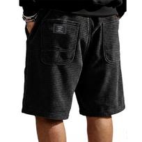 Men’s Corduroy Pattern Multi Pocket Embroidered Drawstring Elastic Waist Casual Shorts for Summer Relaxed Fit L juoda
